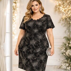 DIANA MARCO Vintage Black Velvet Cocktail Dress Womens 16 Sparkle Party Evening